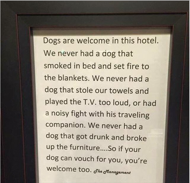 Il cartello che spiega perchè i cani sono meglio dei padroni