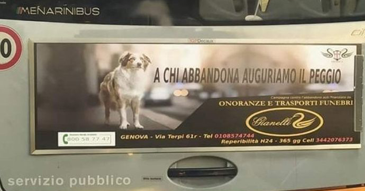 Genova contro l’abbandono dei cani: lo spot particolare delle pompe funebri