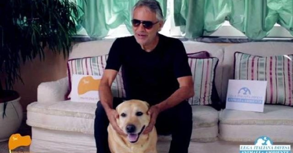 Bocelli e il suo cane insieme contro il maltrattamento sugli animali