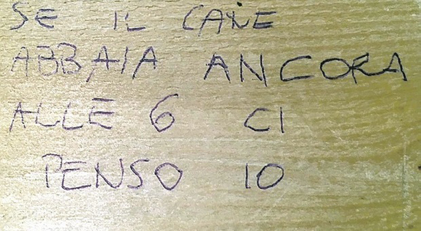 Messaggio minatorio per cane che abbaia