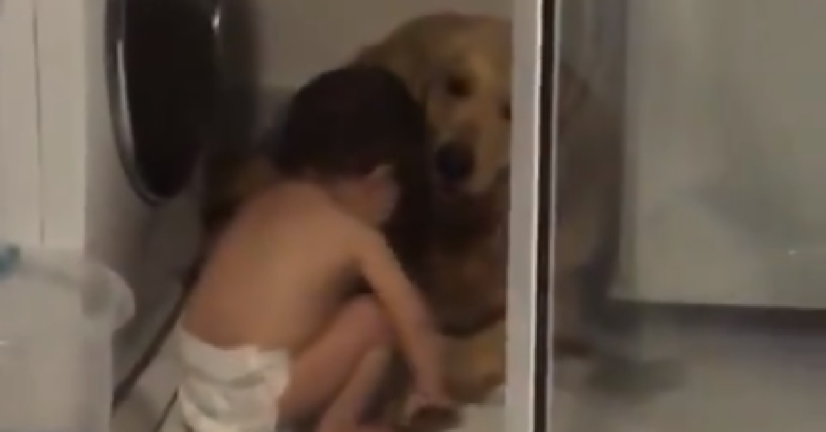 Cane impaurito confortato dal neonato durante il temporale (VIDEO)