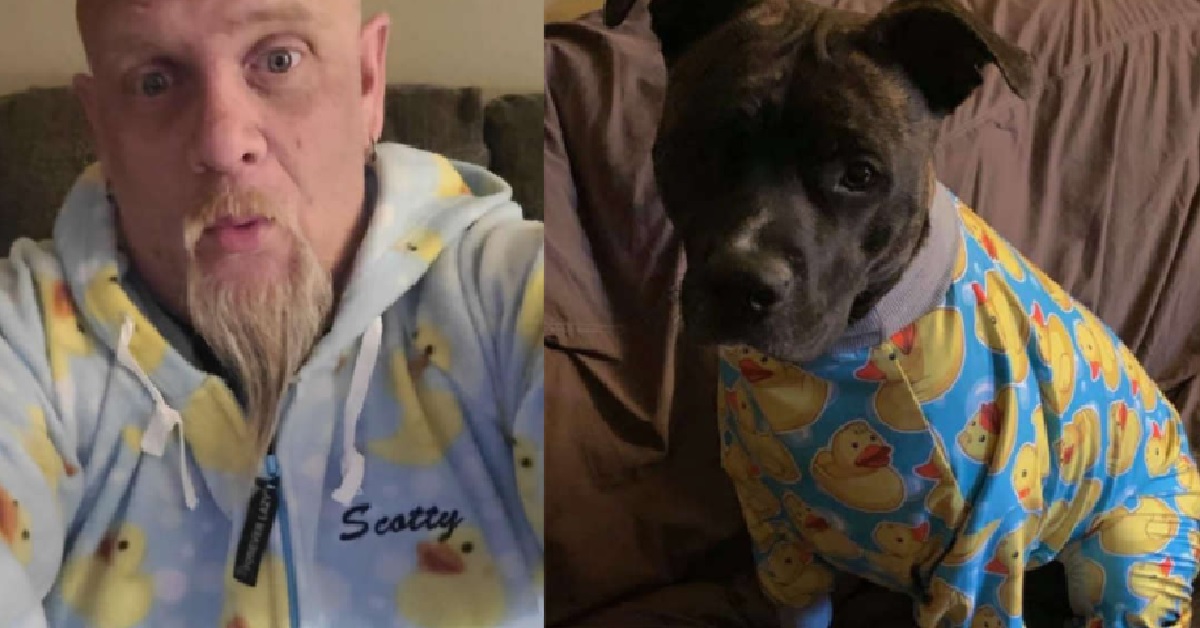 Denver, la cucciola di Pitbull che ha lo stesso pigiama del papà (FOTO)
