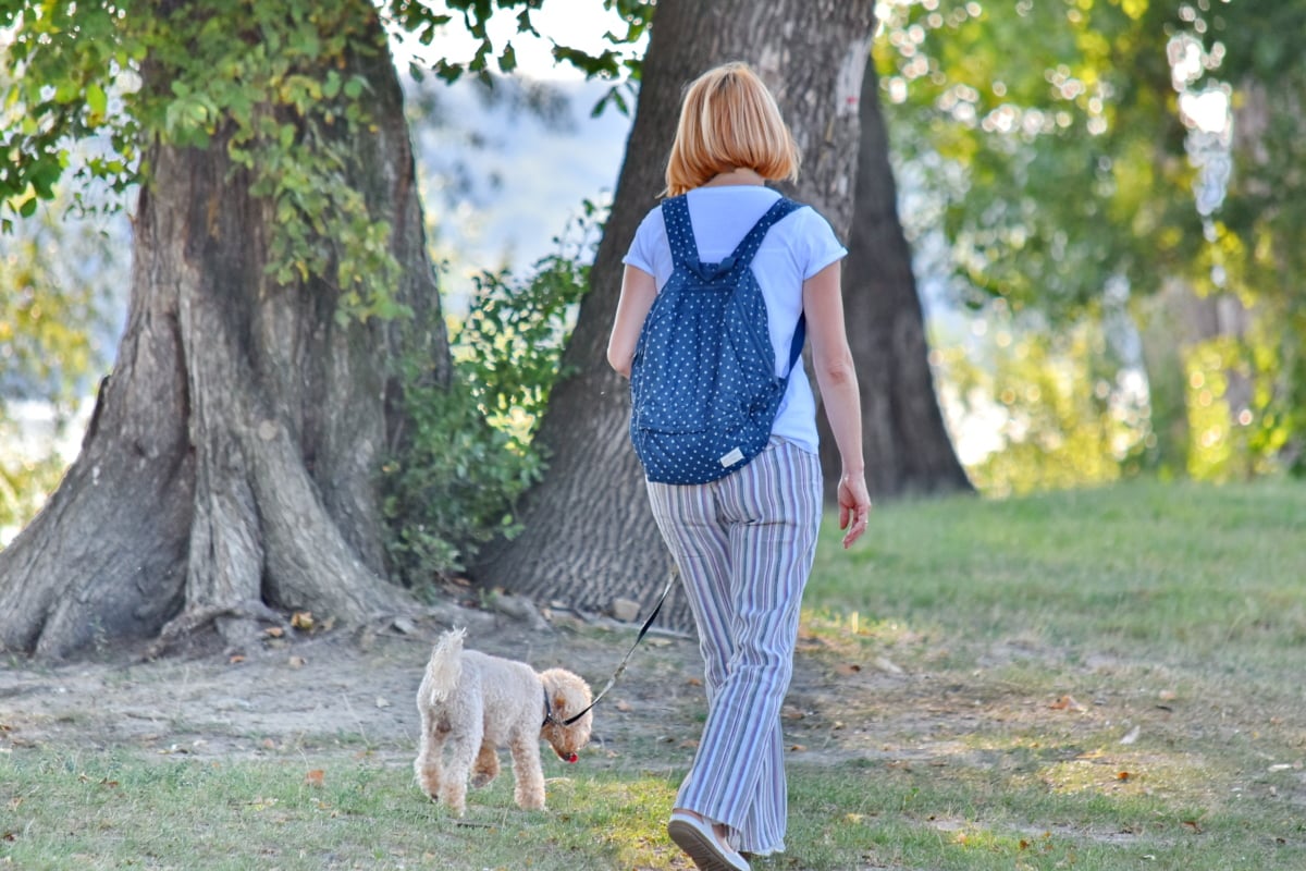 ragazza a spasso con il cucciolo