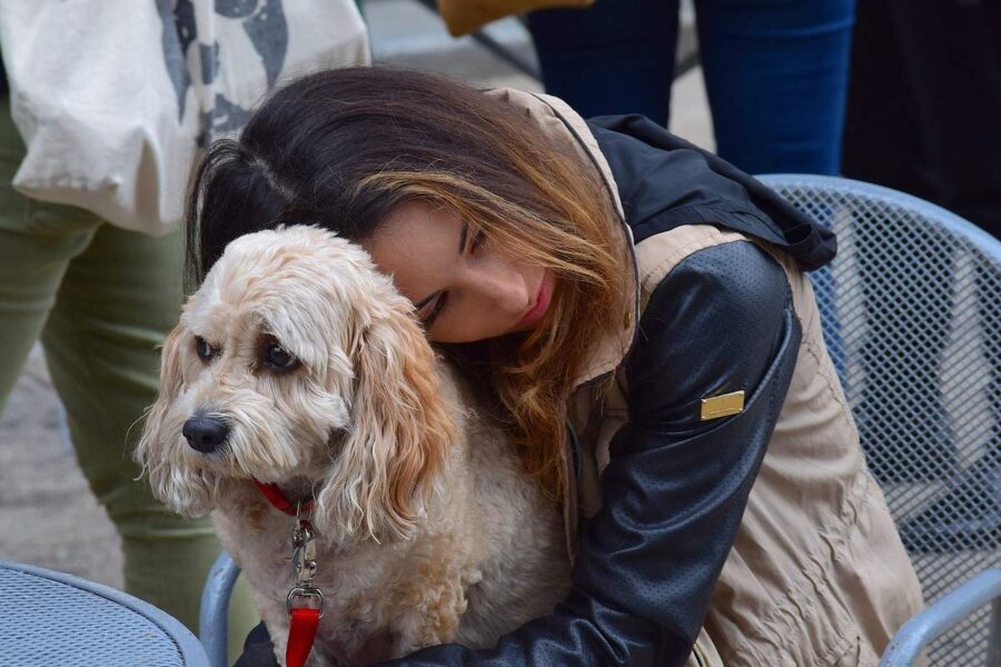 ragazza abbraccia un cane