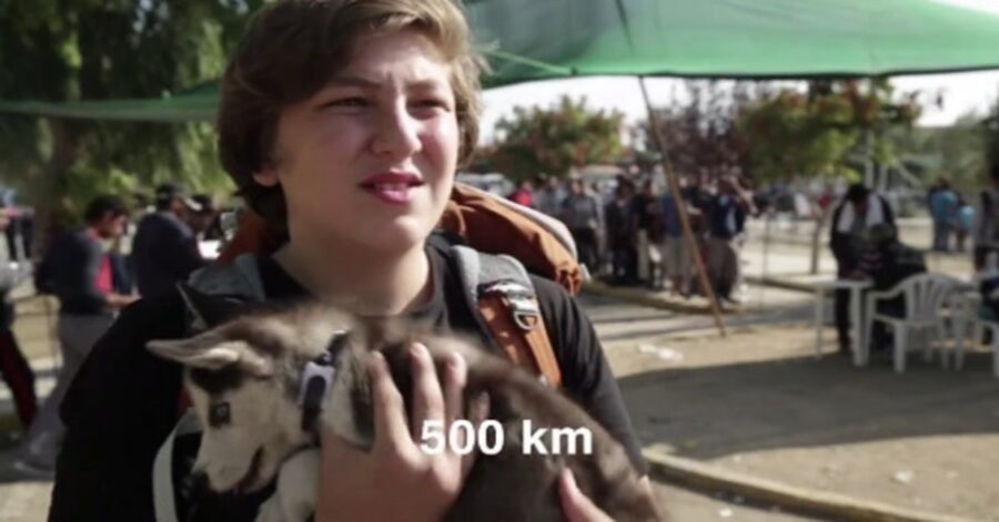 Aslan con il suo cane Husky