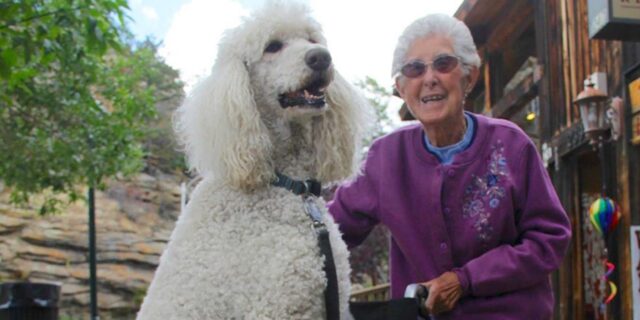 donna di 90 anni viaggia con il suo cane