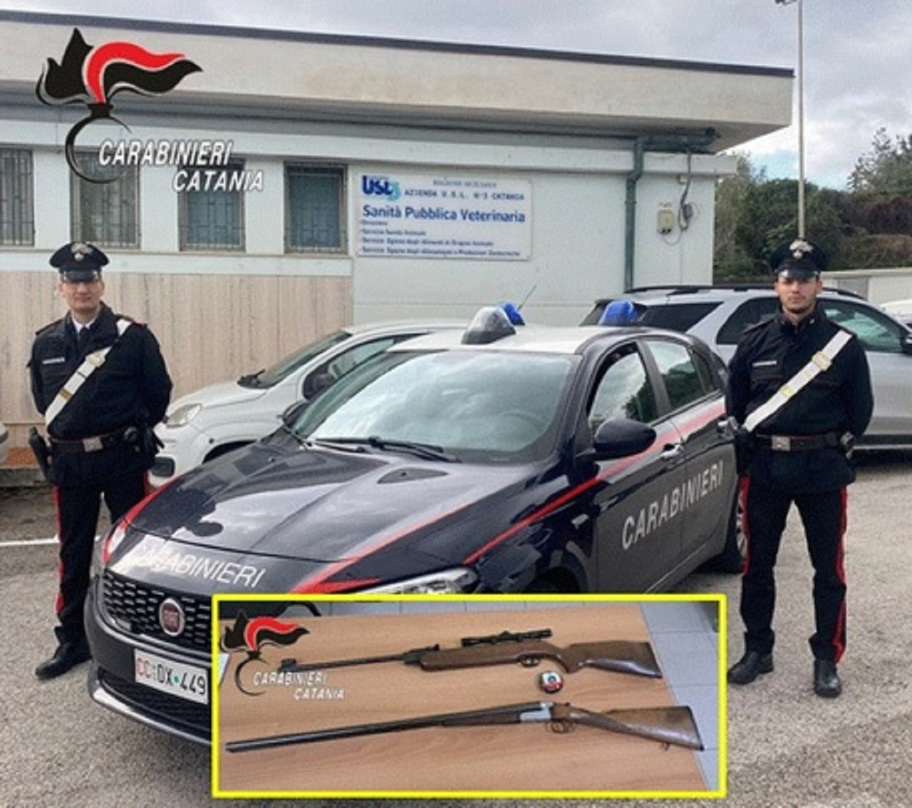 Carabinieri di fronte all'auto di ordinanza