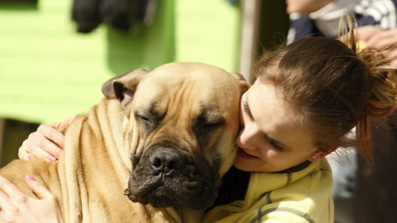 Donna affianco al cane