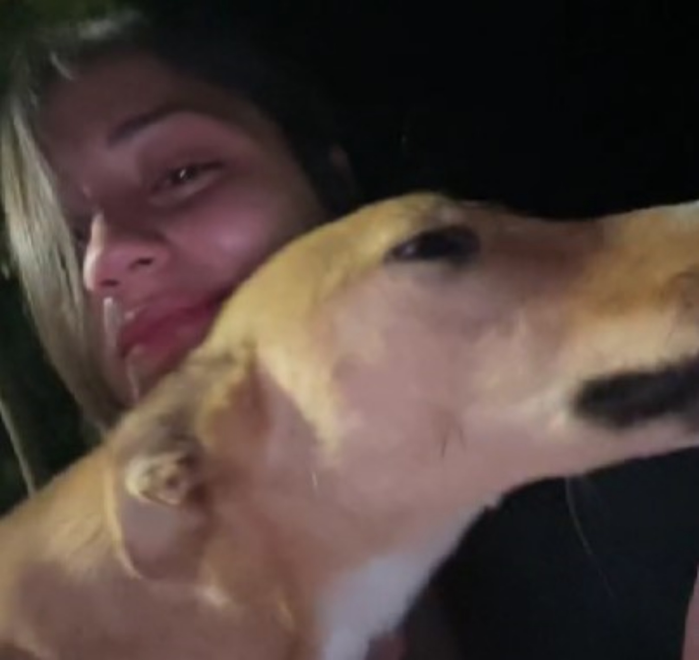 ragazza in lacrime con cane