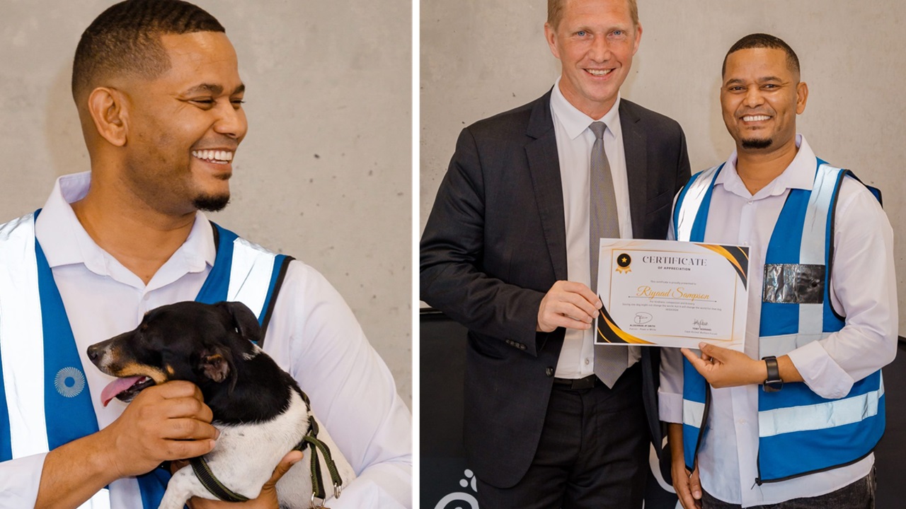 Uomo premiato per aver salvato il cane